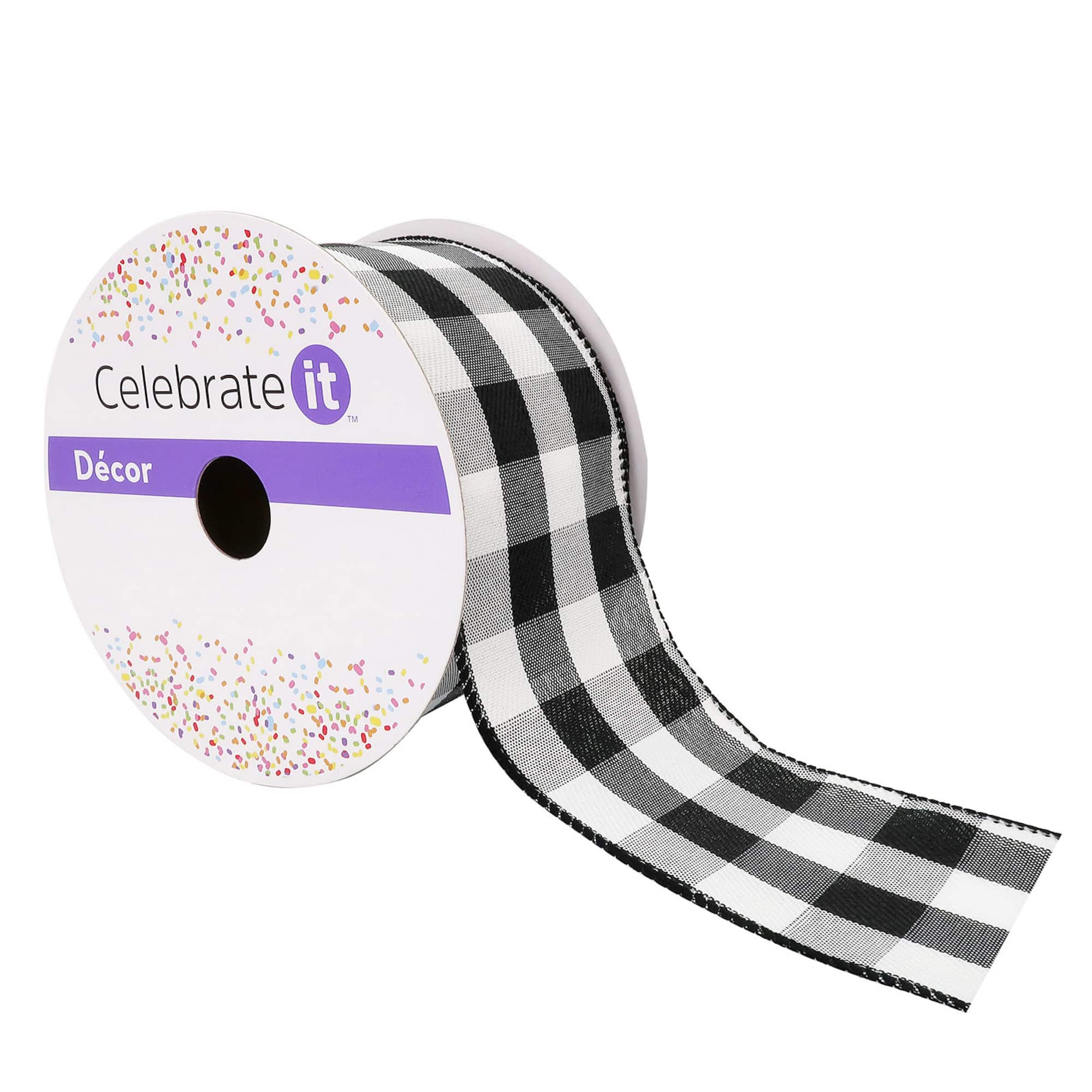 2.5" x 8.3yd. Wired Gingham Ribbon by Celebrate It™ Décor